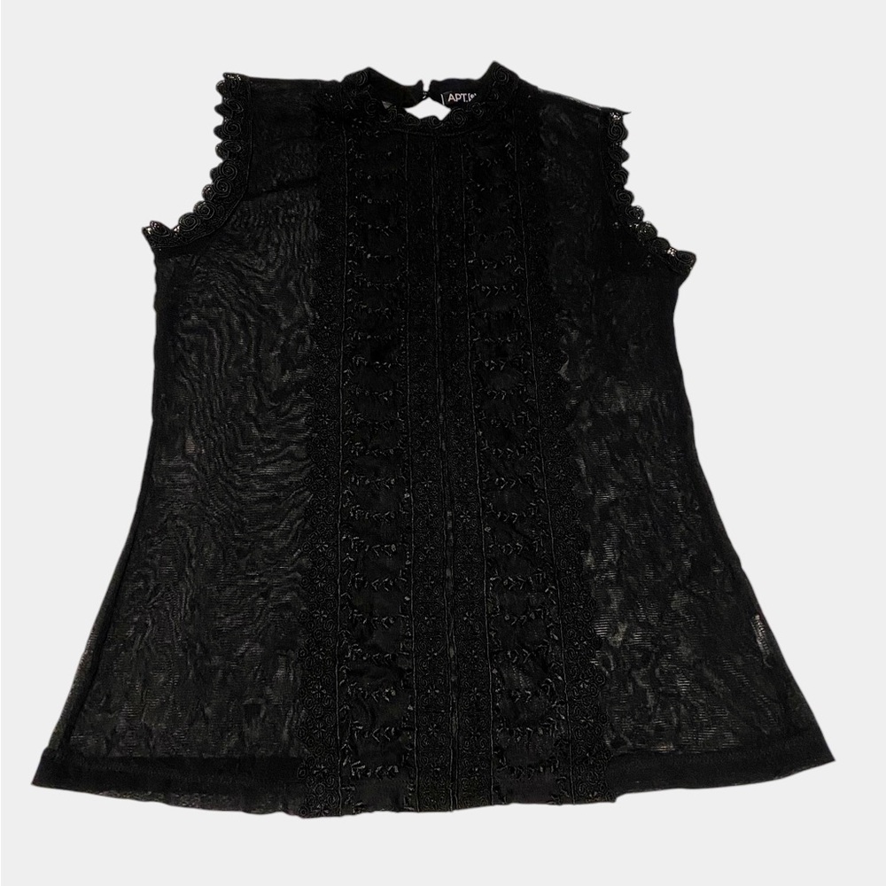 Lace Sheer Mesh Black Top Medium Stretch Apt 9 Whimsigoth Witchy Fairygoth Edgy